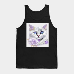 Gorgeous White British Shorthair Tattoo Stketch Tank Top